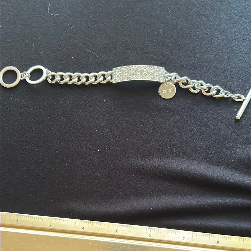 Chico's Silver Bracelet with Pave Accents